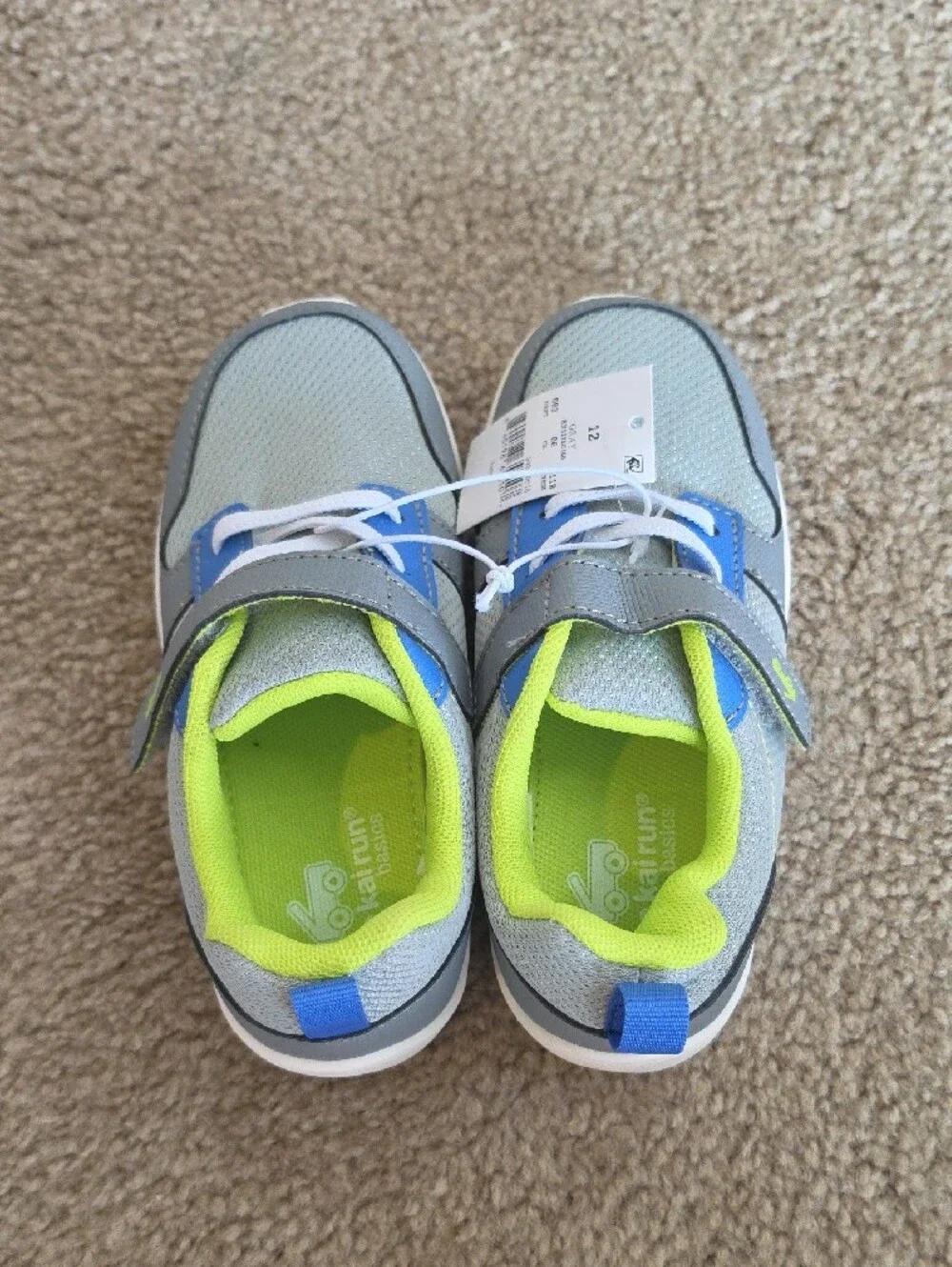 See Kai Run Basics Toddler Tenny Sneakers - Gray and Neon Green Size 12C